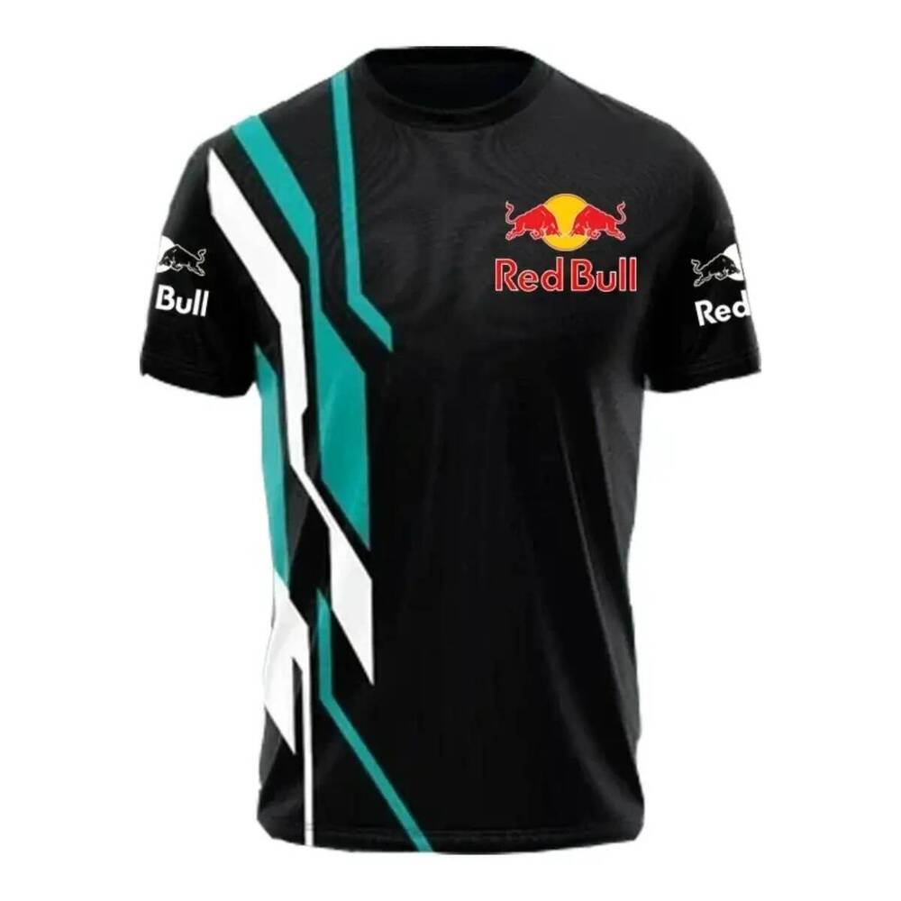 Motorcycle T-Shirt,, 3D Printing, Fashion, Short Sleeve, Super Large Size, Red Bull Racing, Cycling Shirt, Knitted Fabric, Skin-Friendly, Cool, Suitab