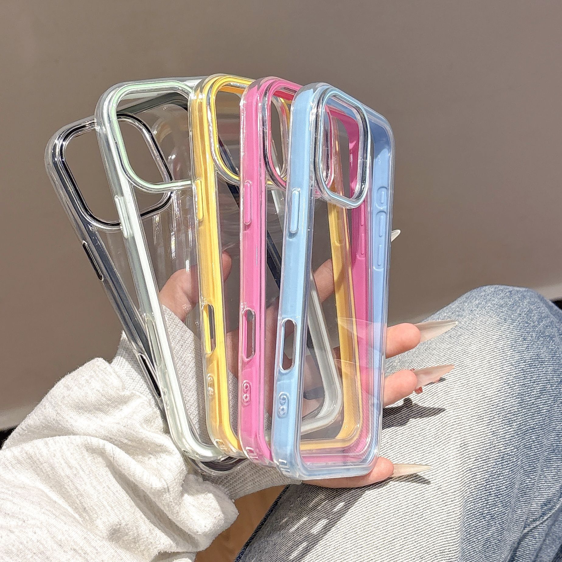 Apple 17 grooved acrylic phone case with resin for iPhone 16 Pro Max 17/16/15/14