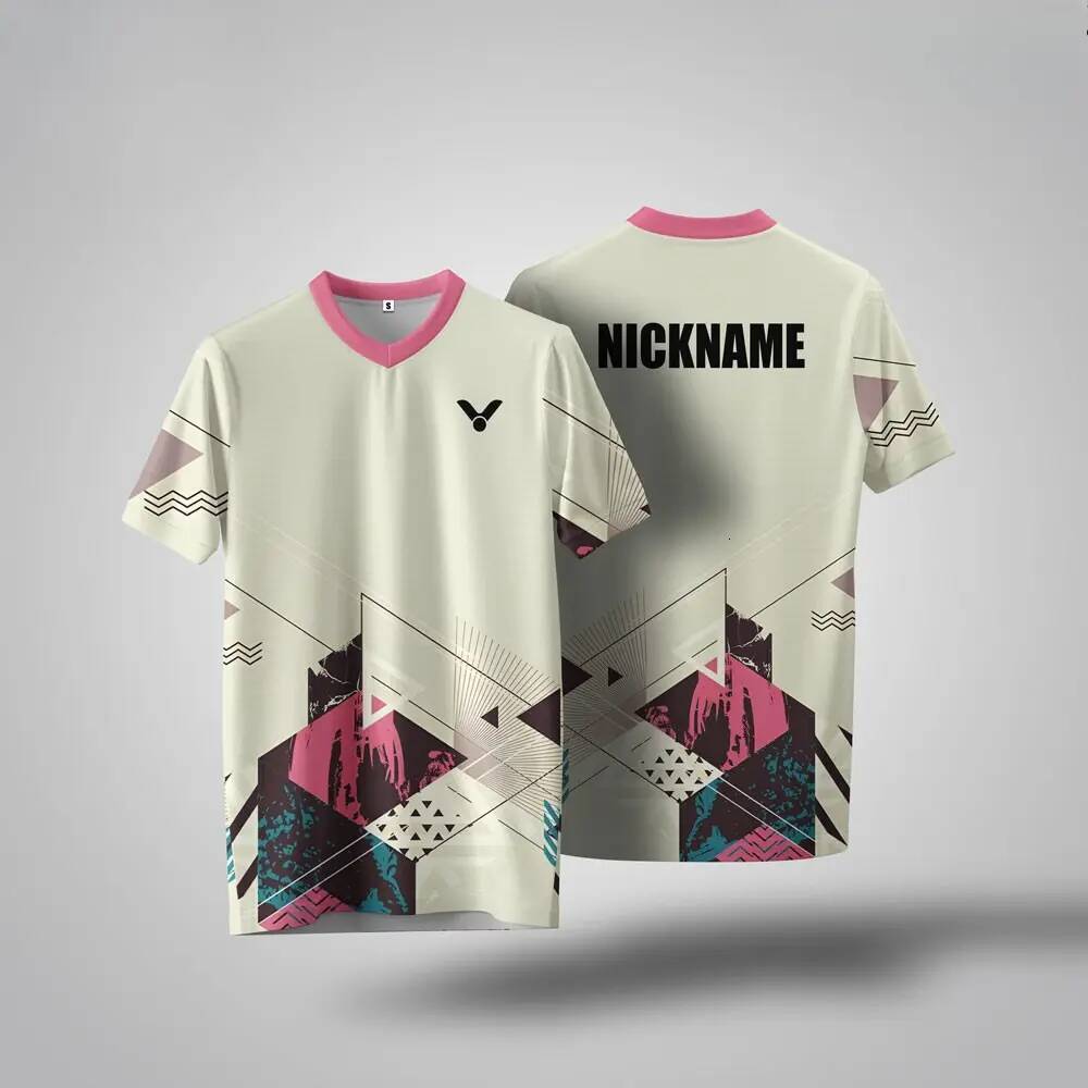 Victor, High Quality, Full-Width Sublimation Processing, Jersey, Free Custom Name, Round Neck, Short Sleeve T-Shirt, Suitable for Badminton Games,