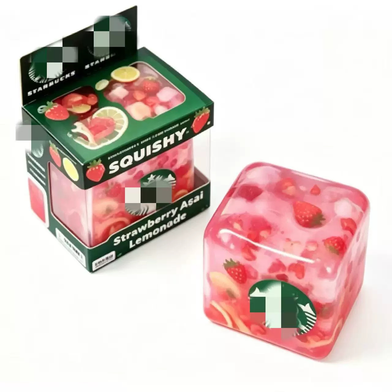 Star Bucks Strawberry Acai Lemonade Squishy Cube Sensory Fidget Toy Stress Relief Decompression Squeeze Toy for Kids Adults