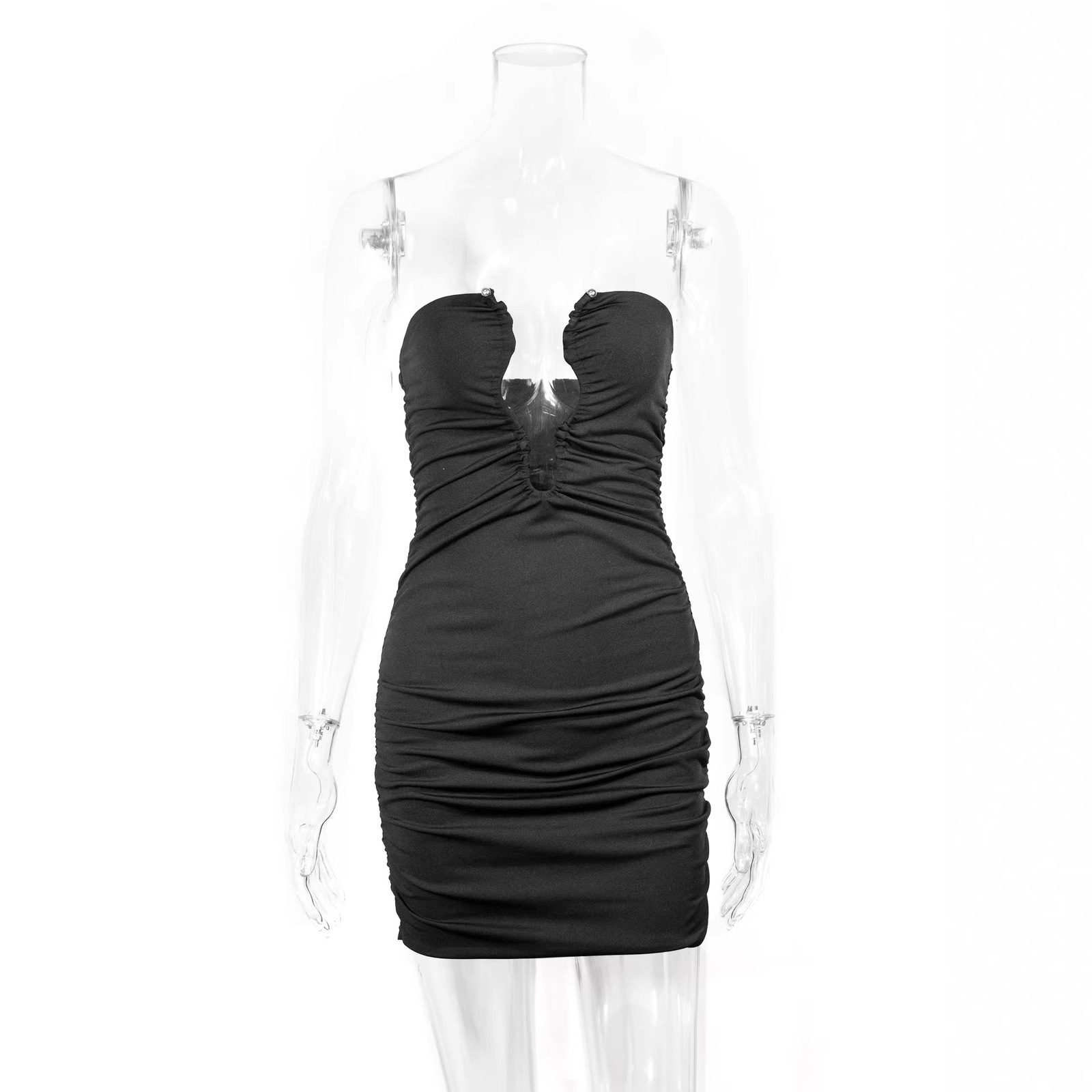 Party Dresses Yiallen Solid Backless Women's Tube Top Mini Dress Chest Wrapping Sexy Cleavage Hollow Skinny Midnight Female Party Clubwear 230515