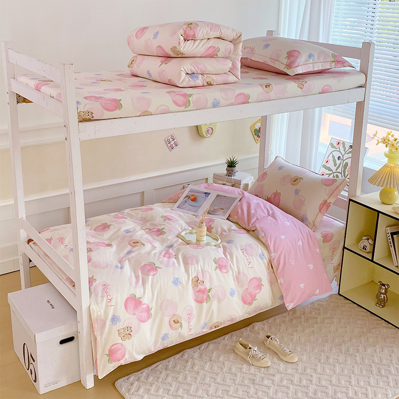 College three-piece pure cotton set, 2026 new model, high school student dormitory six-piece bedding set