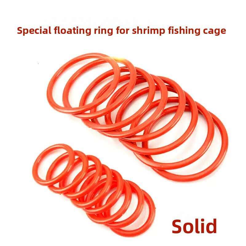 Shrimp Trap Float Ring Set - Bright Red Solid Plastic Marker Buoys for Fishing Nets, Crab & Eel Traps, Durable & Highly Visible