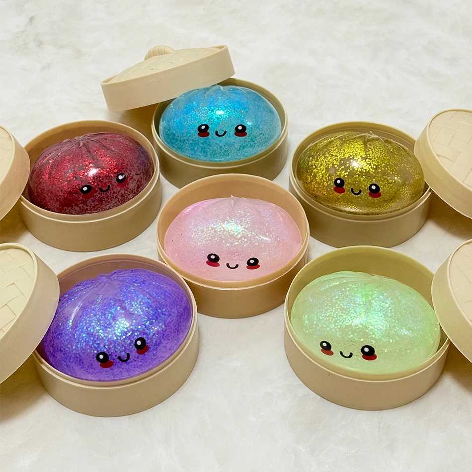 In Stock Simulation Flash Dumpling Squishy Stress Relief With Steamer Reusable Dough Ball Squeeze Rebound Sensory Toy Gift X260511 - view 6