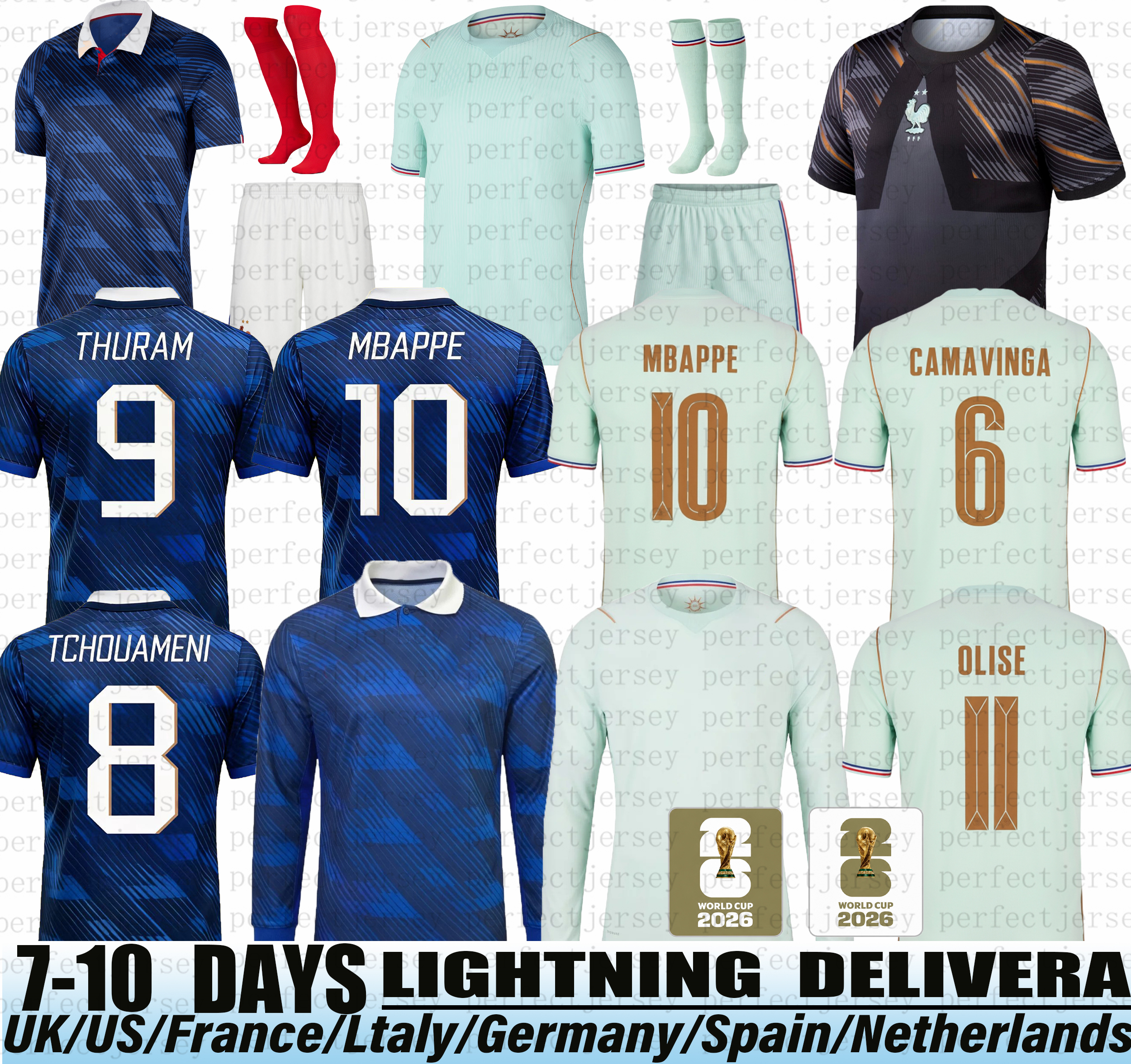 france world cup 2026 Jerseys French Kylian Mbappe Dembele Doue Soccer Jersey Thuram Olise Barcola Tchouameni Kone football shirt Fans Player Men