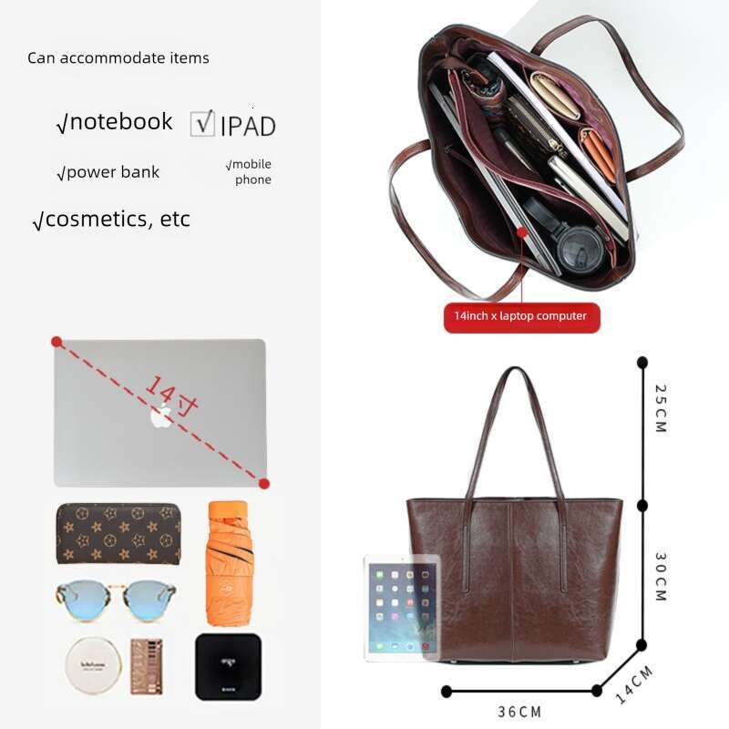 New Niche Fashion Versatile Cowhide Genuine Leather Tote Bag Elegant Large Capacity Daily Travel Commute Casual Shoulder Crossbody Handbag SENYY