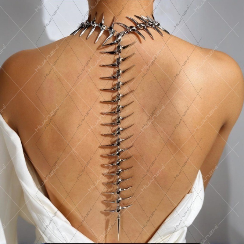 Edgy Niche Hip-Hop Thorn Skeleton Alloy Womens Necklace Perfect for Holiday Parties Everyday Wear Street Style Outfits 260106 - view 3