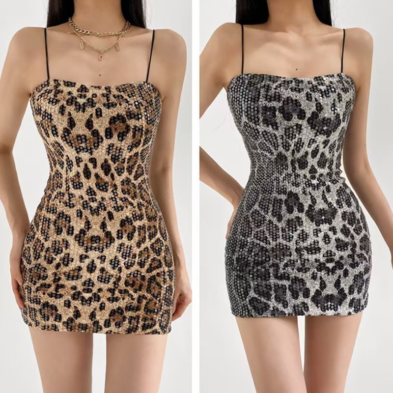 Women Plus Size Strapless Leopard Printed Bodycon Mini Dress 210702
