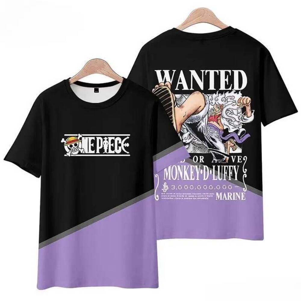 One Piece Short Sleeve Brand, Same as Ace Luffy's Clothing, Trendy Anime T-Shirt, Suitable for Male Students, New Style 2025, Breathable,