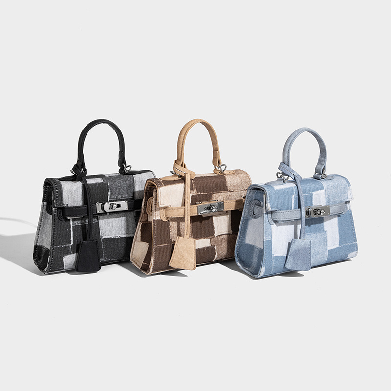 2026 new Leisure denim handbag for women fashionable and versatile single - shoulder bag high - end bag color - blocked cross - body bag
