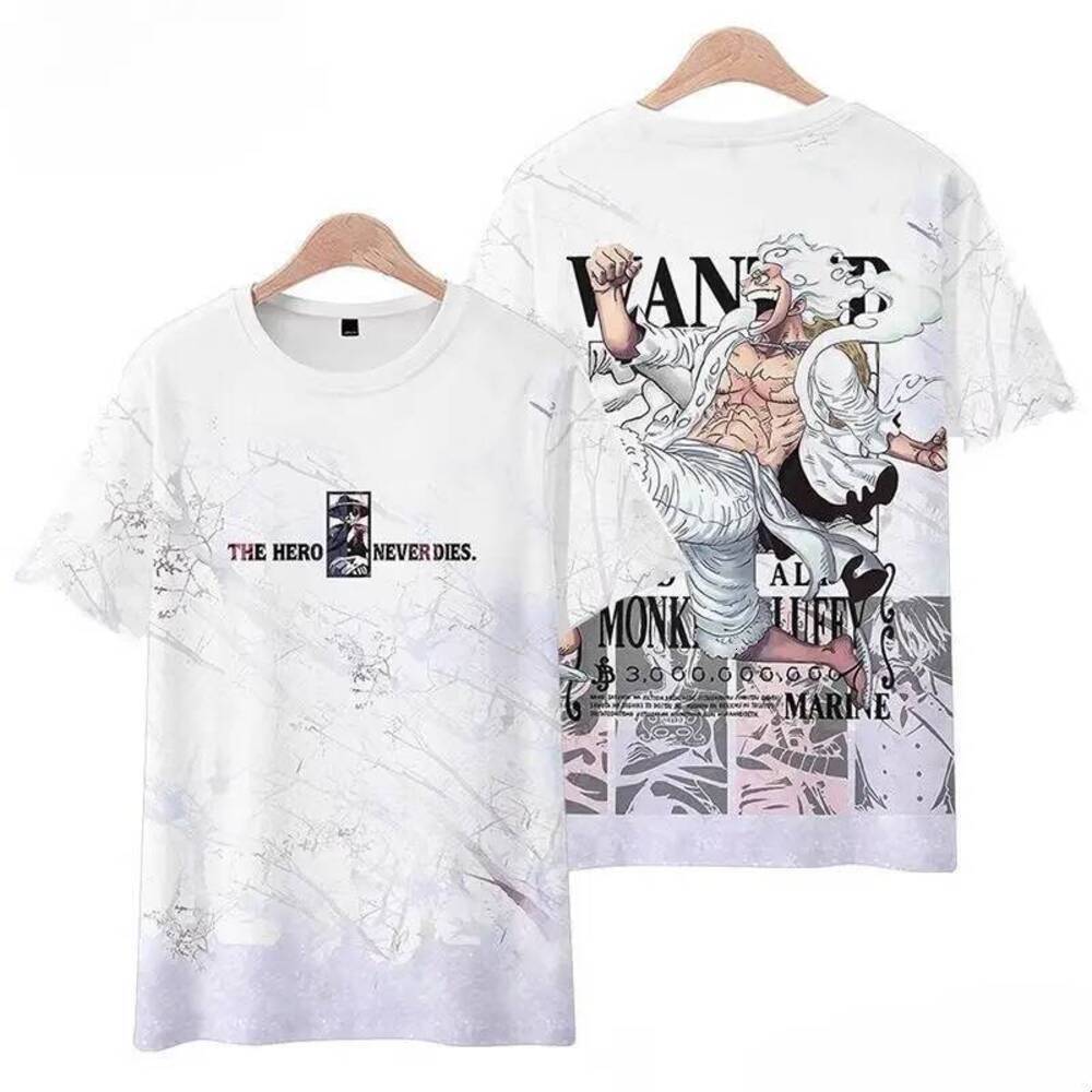 One Piece Short Sleeve Brand, Same as Ace Luffy's Clothing, Trendy Anime T-Shirt, Suitable for Male Students, New Style 2025, Breathable,