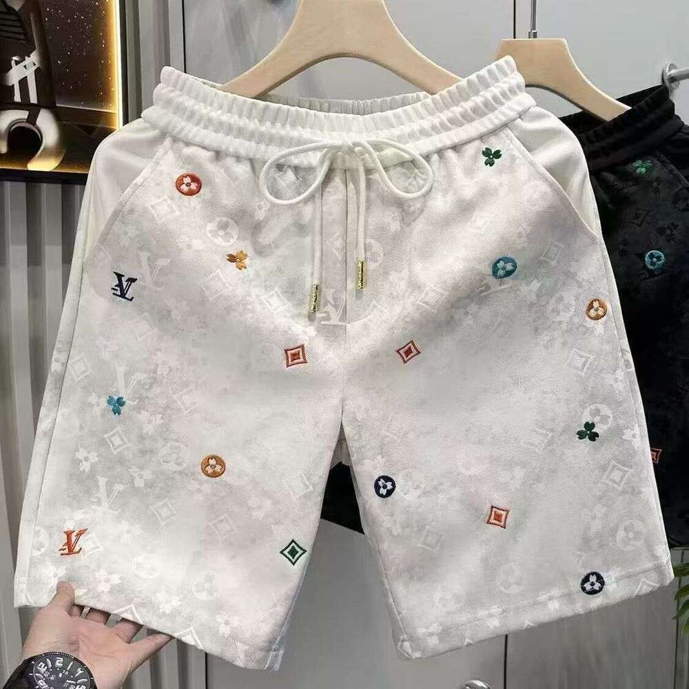 European-Style Light Luxury Summer Casual Sports Suit For Men, Trendy Brand Tie-Dye High-End Embroidered Shorts And T-Shirt Set Asia Size