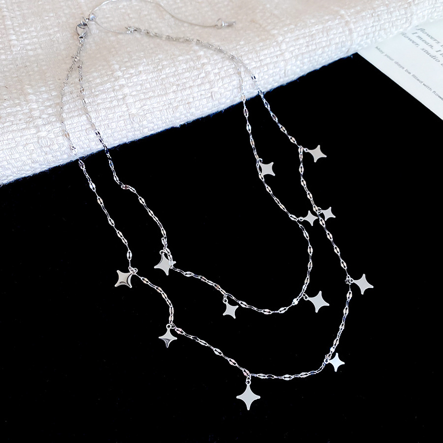 Exquisite minimalist star double-layer necklace, sweet cool, stylish and unique collarbone chain for trendy girls - view 7