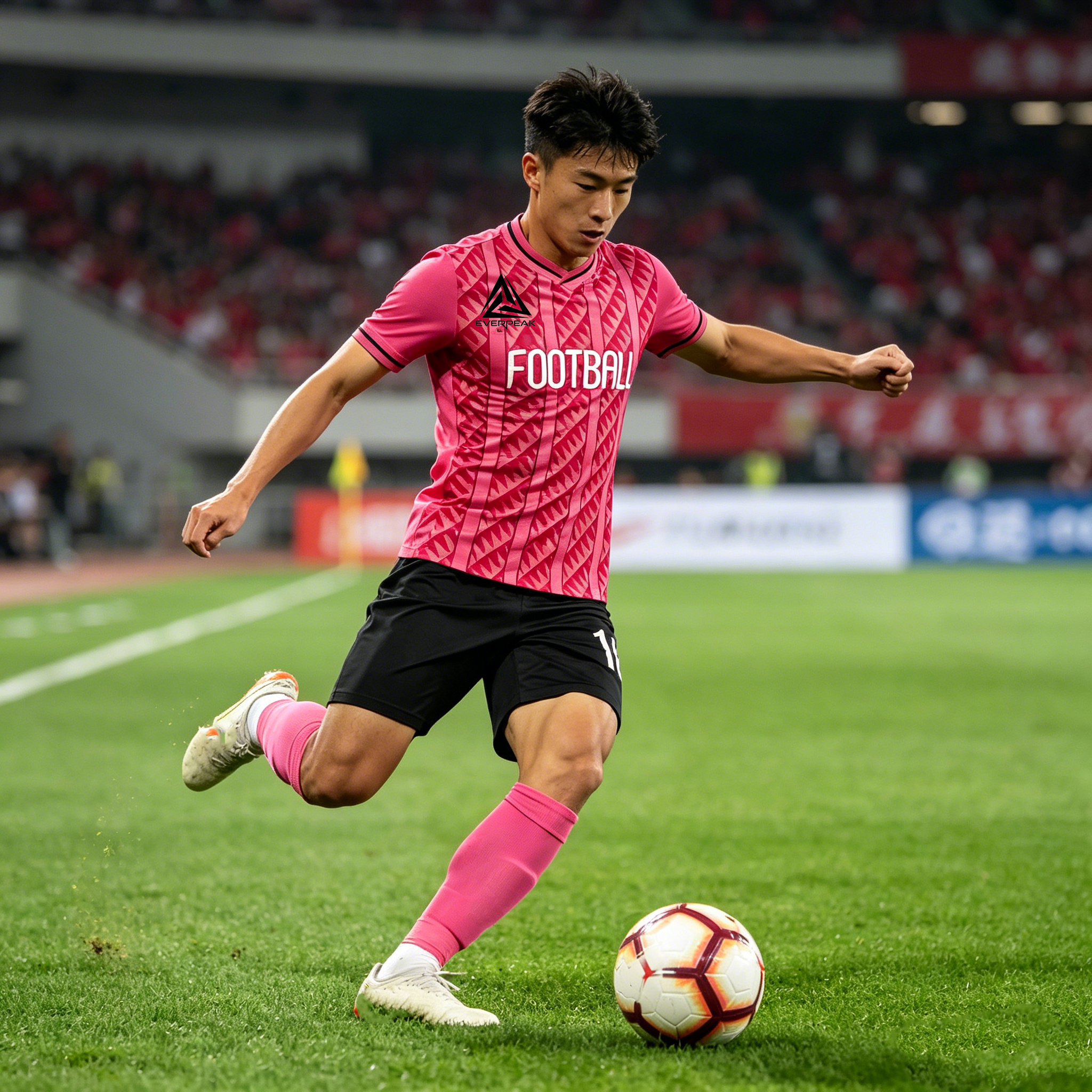 Custom Soccer Jersey Set Men Pink Diagonal Diamond Football Uniform with Shorts Personalized Name Number Breathable Quick Dry Kit - view 6