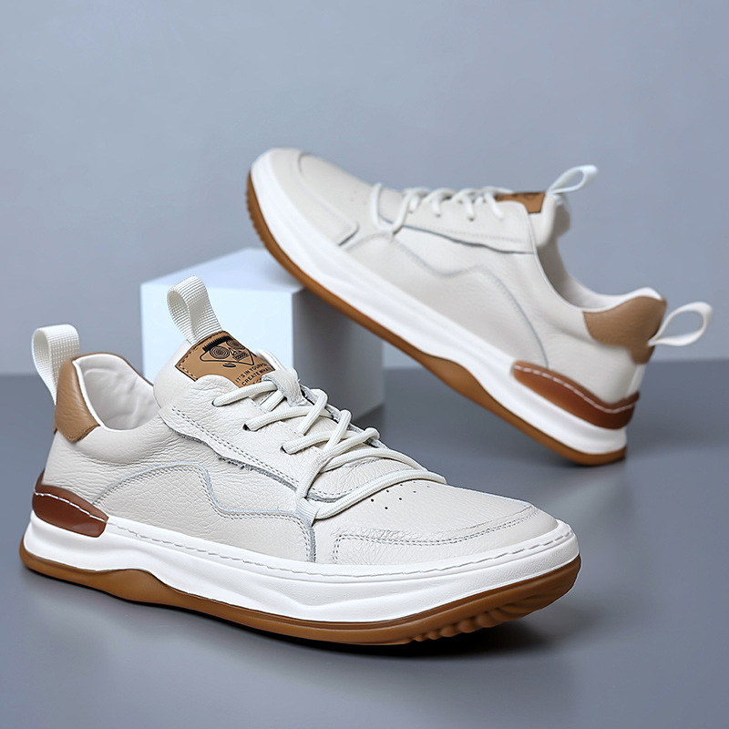 Free Shipping First layer Leather Summer New Leather Casual Shoes Men's Leather Shoes Thick soled Men's Shoes Breathable Shoes Clown Shoes