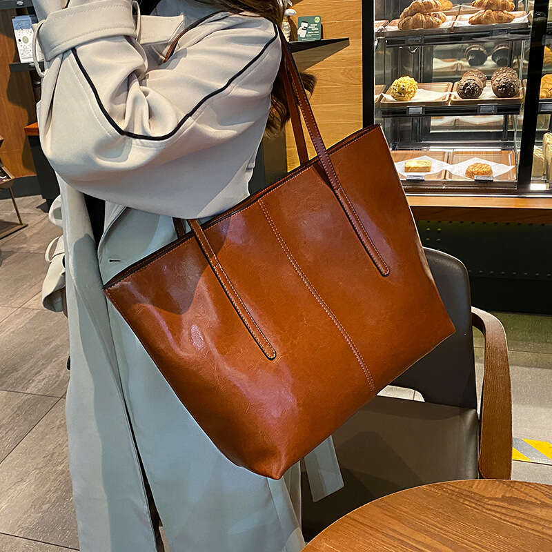 New Niche Fashion Versatile Cowhide Genuine Leather Tote Bag Elegant Large Capacity Daily Travel Commute Casual Shoulder Crossbody Handbag SENYY