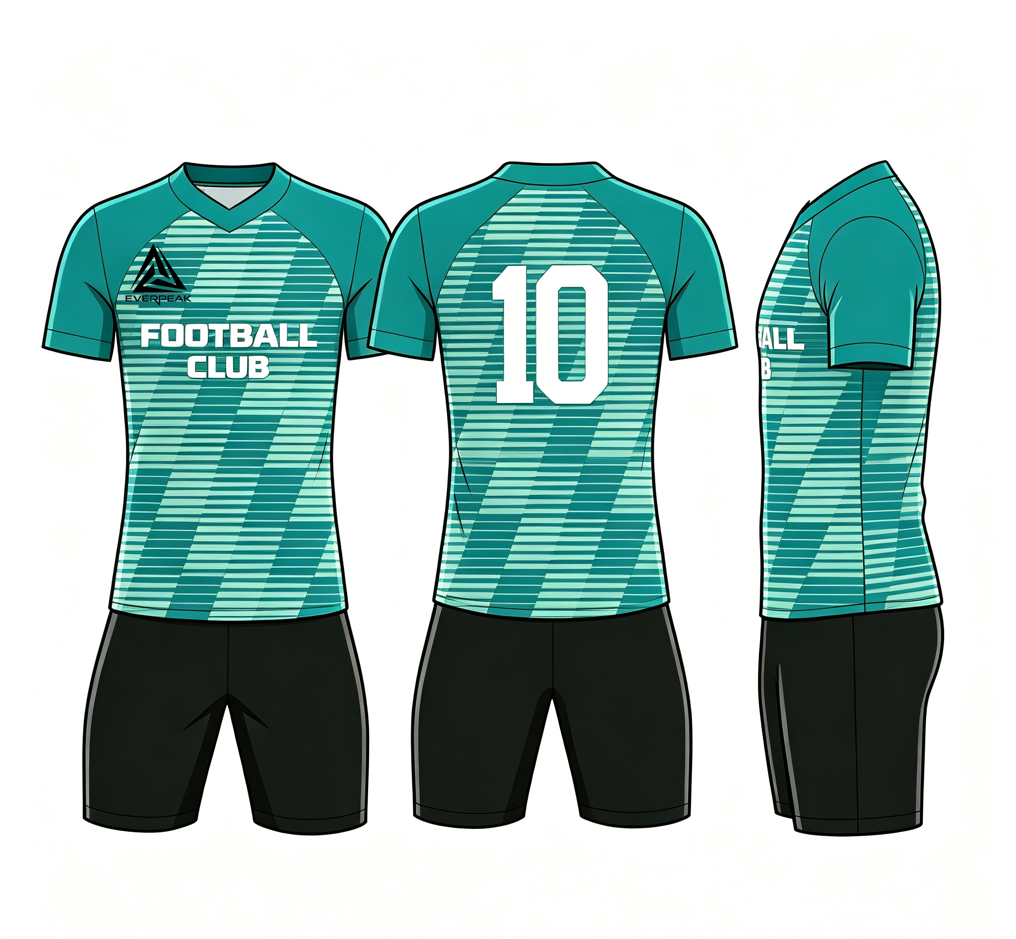 Custom Soccer Jersey Set Men Teal Gradient Checker Football Uniform with Shorts Personalized Name Number Breathable Quick Dry Kit - view 9