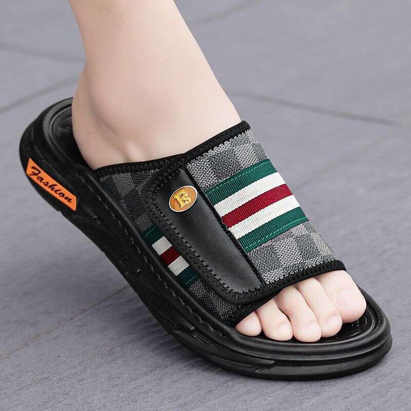 Popular 2026 New Men's Two Wear Sandals Plaid Breathable Non Slip Thick Sole Casual Beach Slippers for Outdoor Walking dh424087