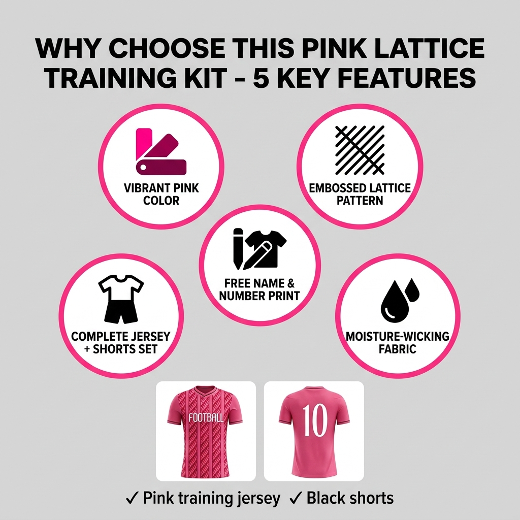 Custom Soccer Jersey Set Men Pink Diagonal Diamond Football Uniform with Shorts Personalized Name Number Breathable Quick Dry Kit - view 8