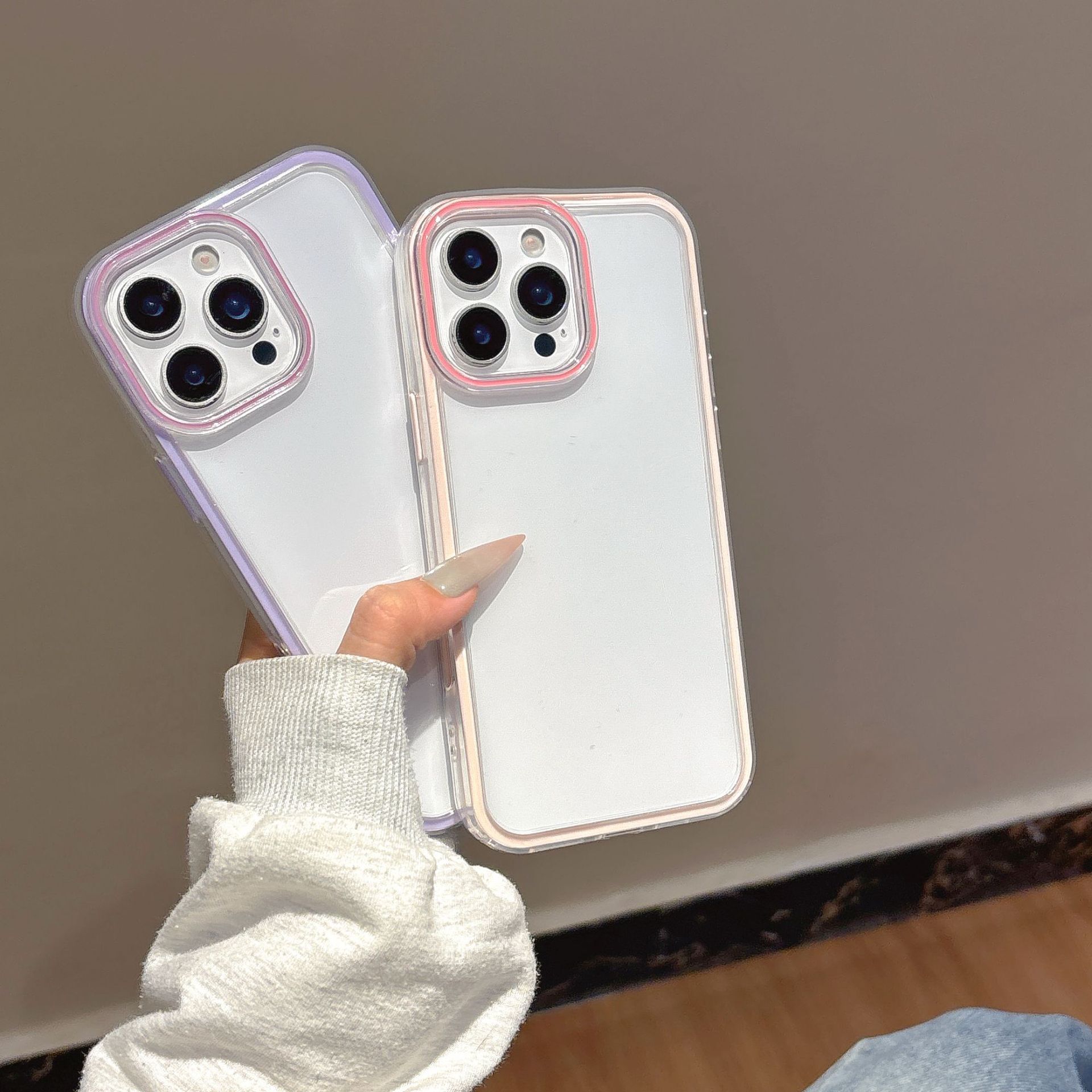 Apple 17 grooved acrylic phone case with resin for iPhone 16 Pro Max 17/16/15/14
