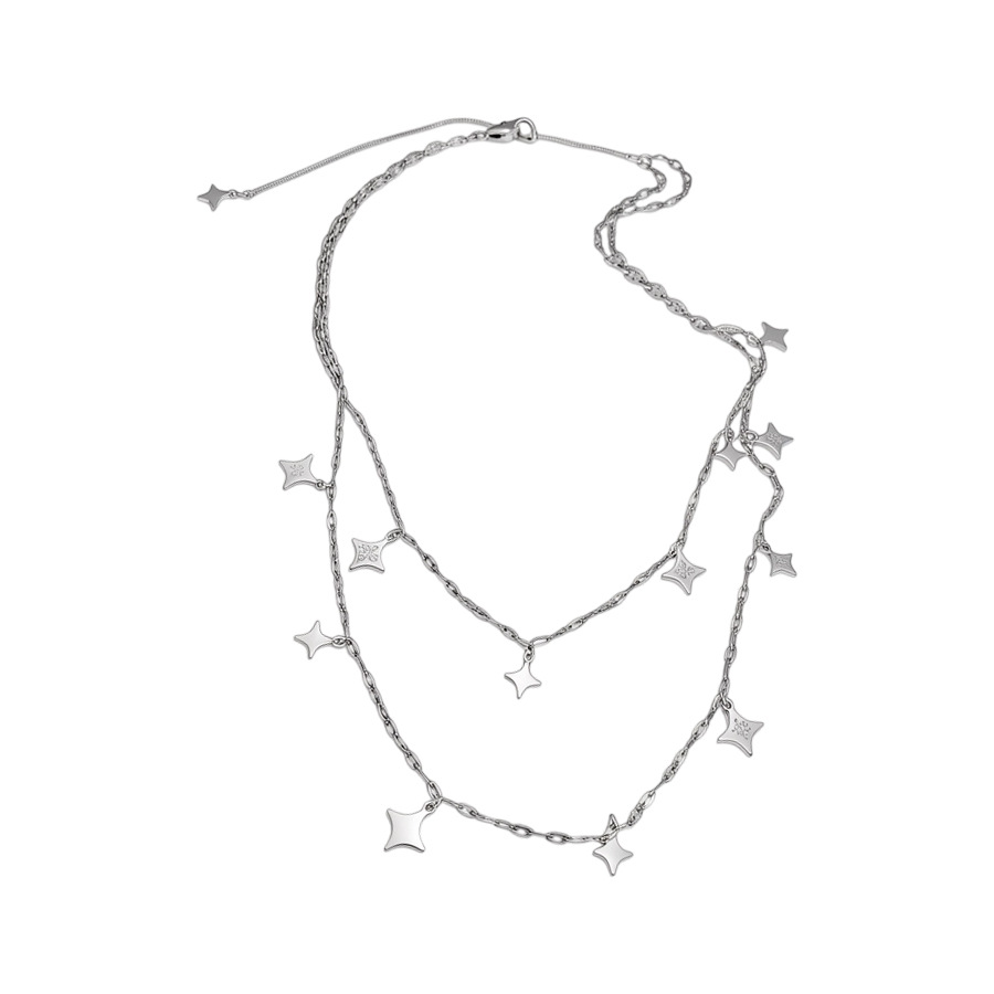 Exquisite minimalist star double-layer necklace, sweet cool, stylish and unique collarbone chain for trendy girls - view 9