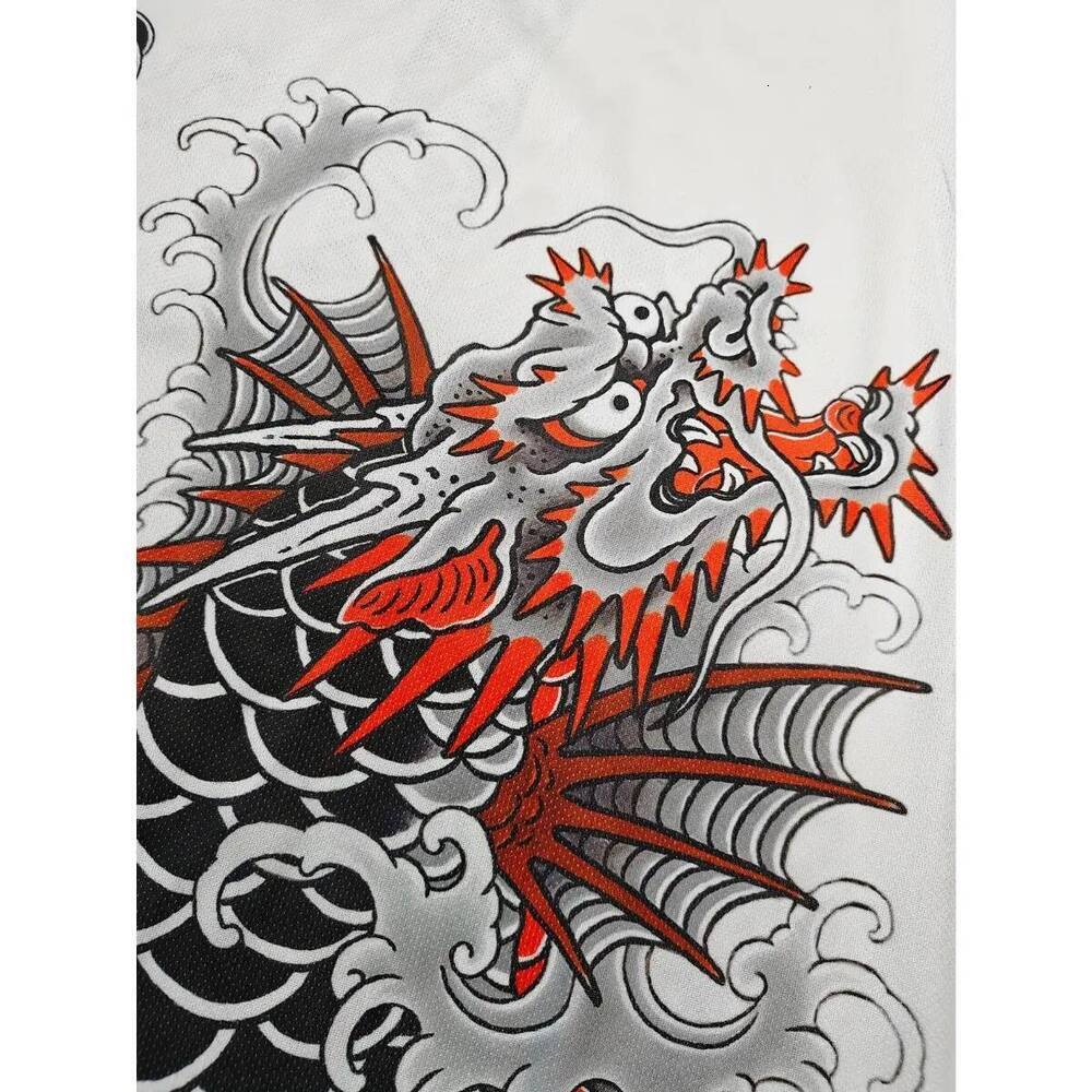 Stylish Cool Japanese Soccer Jersey, Slim Fit Knit Round Neck Top, Sports Outerwear with Koi Fish Pattern, Suitable for Training and Leisure Wear, Sam