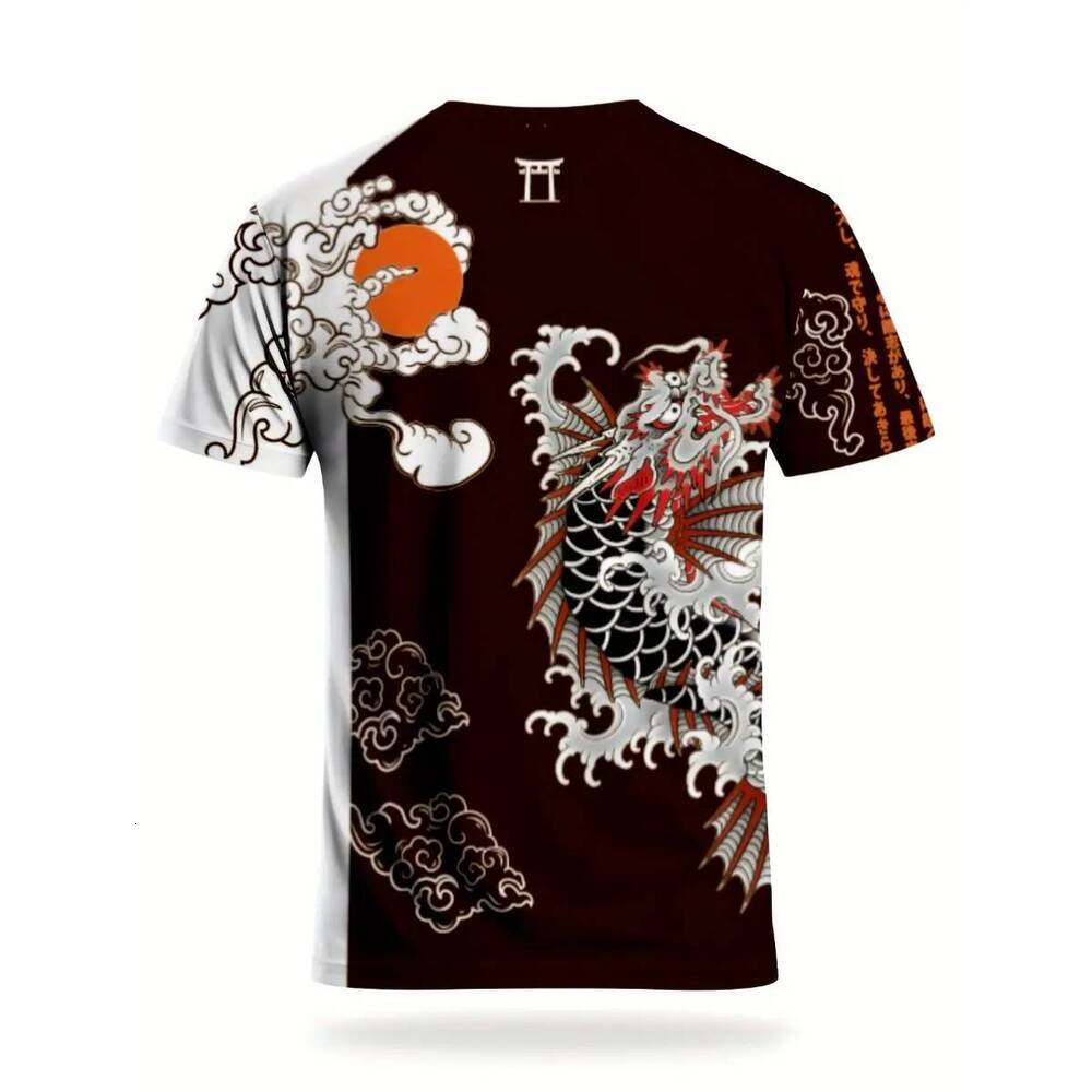 Stylish Cool Japanese Soccer Jersey, Slim Fit Knit Round Neck Top, Sports Outerwear with Koi Fish Pattern, Suitable for Training and Leisure Wear, Sam