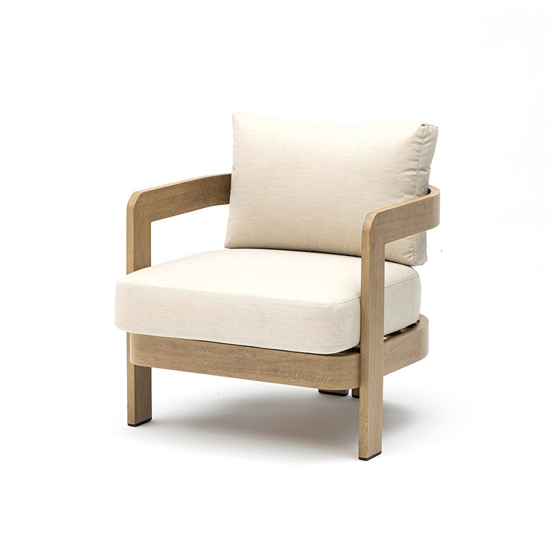 Outdoor courtyard sofa combination high-end outdoor aluminum alloy wood grain furniture hotel outdoor villa garden leisure sofa