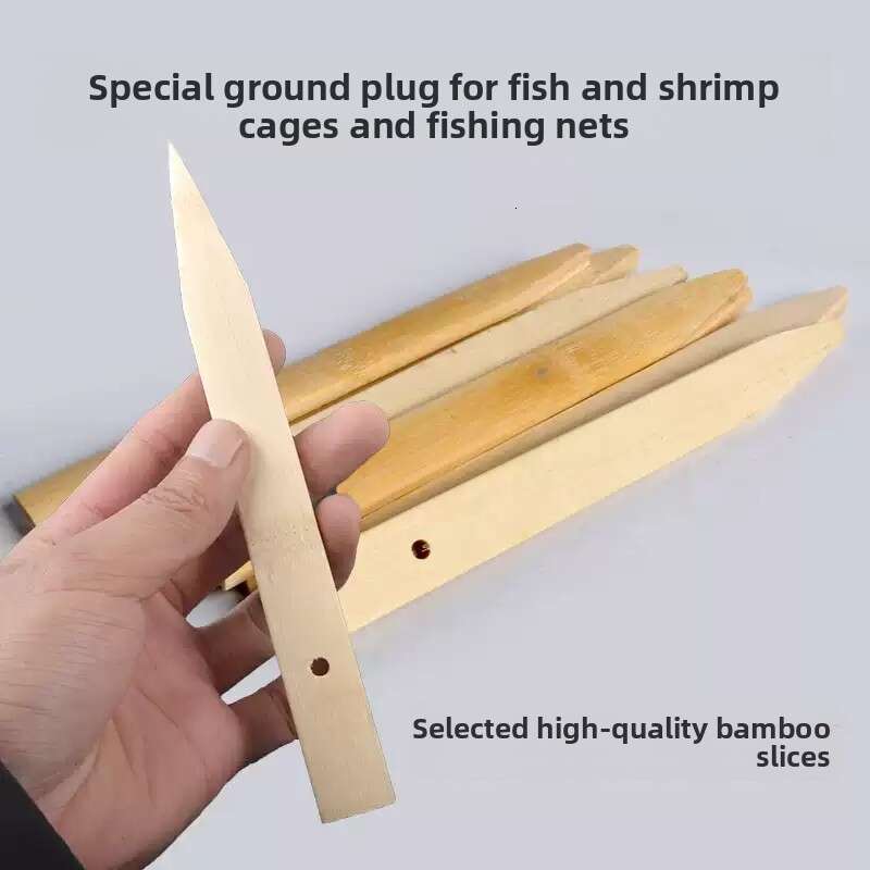 Heavy-Duty Bamboo Ground Stakes for Fishing Cages - Reinforced Bamboo Pegs for Shrimp/Eel Traps, Durable Outdoor Anchoring Sticks with Pre-Drilled Hol