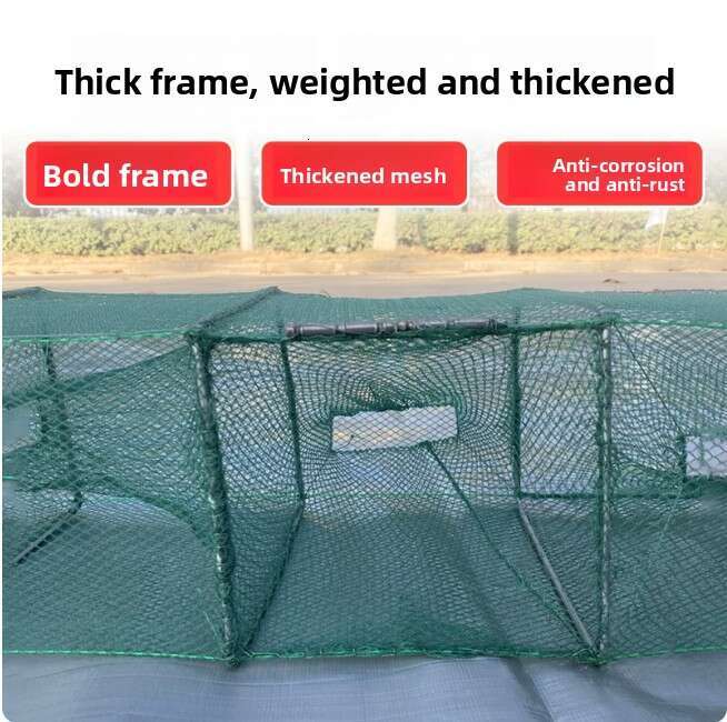 Extra-Large Collapsible Fish Trap Net - Heavy-Duty Foldable Shrimp & Crawfish Cage with Multiple Entry Holes, Durable PE Mesh for River, Lake & Pond F