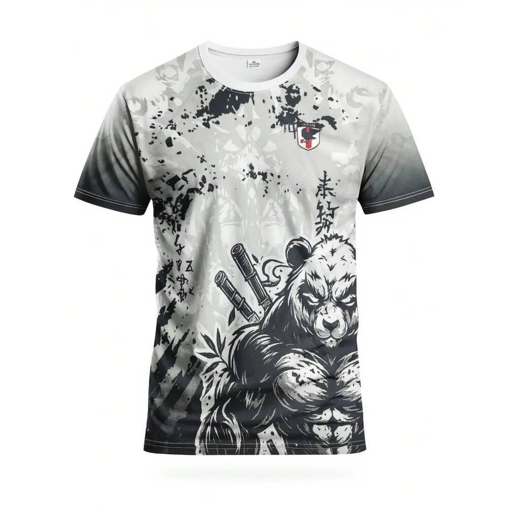 Men's Jersey, Designed by Panda Samurai, Crew Neck, Comfortable Sportswear, Suitable for Football Training, Casual Holiday Wear, Can be Customize