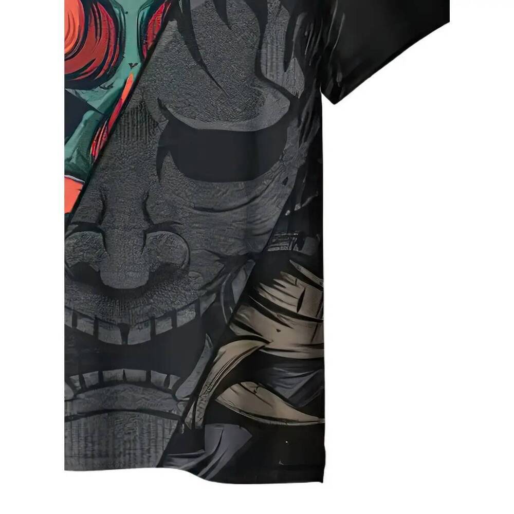 Large Size 3D Japanese Samurai Pattern T-Shirt, For Men, Hot Sale, Bright Print, Casual Crew Neck Short Sleeve Top, Lightweight Elastic Fabric,