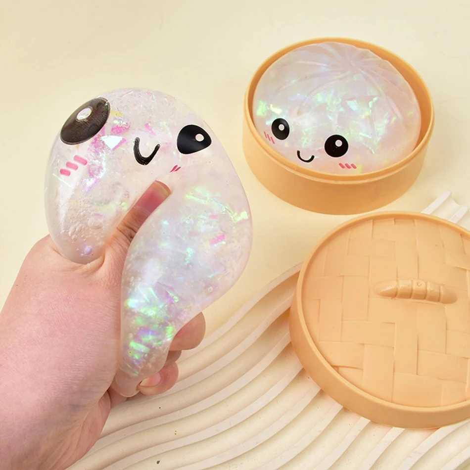 In Stock Simulation Flash Dumpling Squishy Stress Relief With Steamer Reusable Dough Ball Squeeze Rebound Sensory Toy Gift X260511 - view 3
