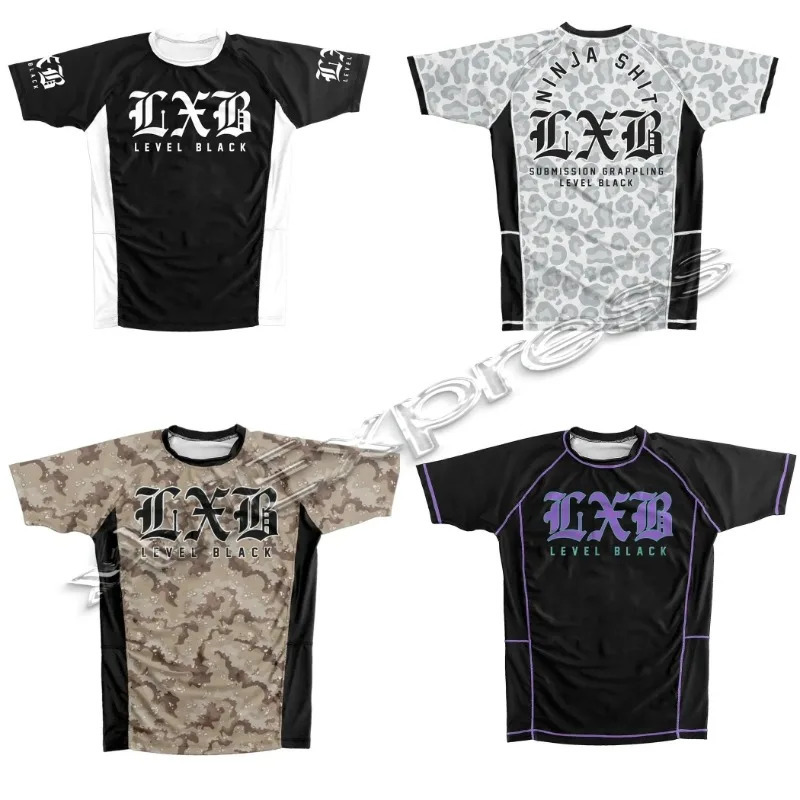 V1 LXB AJJ Maglietta Da Palestra Rash Guard Nera Ad Asciugatura Rapida Levelxbl…