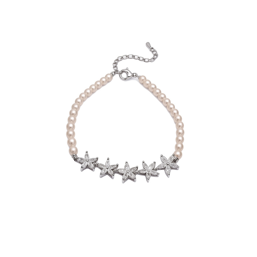 Zircon pearl beaded flower bracelet, vintage fashion, exquisite elegant, luxurious and high-end jewelry for women - view 9