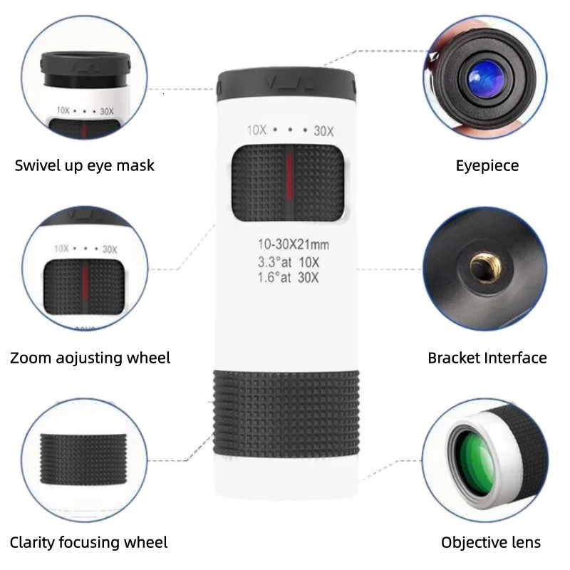 1030x21 Zoom Mini Monocular Telescope Portable Spotting Scope for Camping Hunting Tourism Compact Optical Sight Monocle 260512