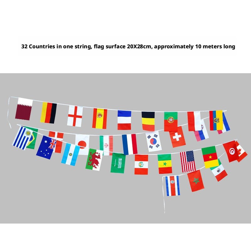 World Cup String Bunting Flags, 32/42/48 Nations International Pennants for Sports Events, Parties & Decor