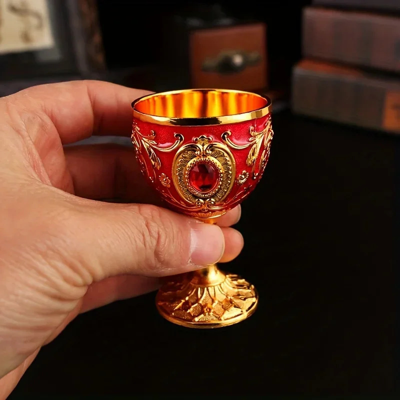 Vintage Holy Grail Medieval Goblet Hand Engraved Metal Wine Glass European Style Home Bar Drinkware Dining Room and Home Decor 260512 - view 5
