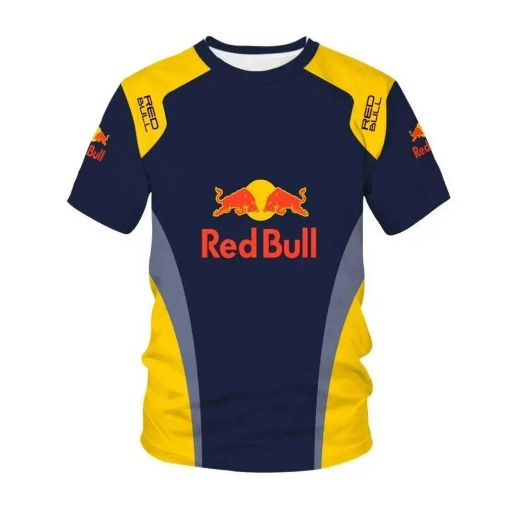 Motorcycle T-Shirt,, 3D Printing, Fashion, Short Sleeve, Super Large Size, Red Bull Racing, Cycling Shirt, Knitted Fabric, Skin-Friendly, Cool, Suitab