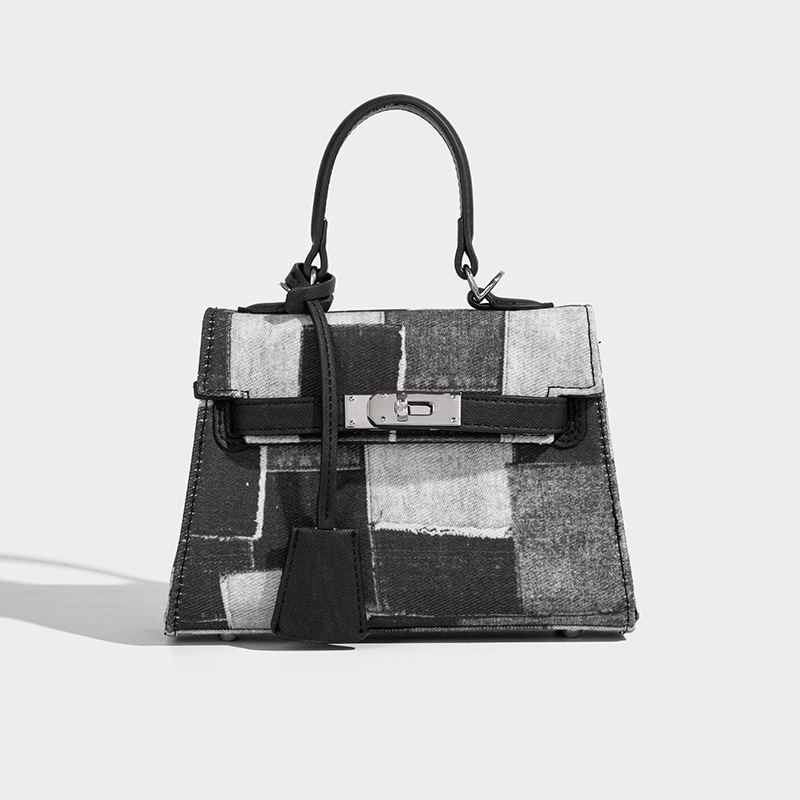 2026 new Leisure denim handbag for women fashionable and versatile single - shoulder bag high - end bag color - blocked cross - body bag