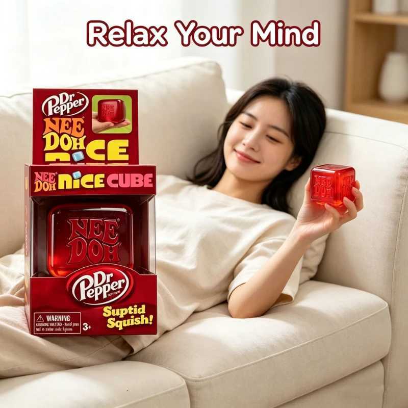 A2 Dr Pepper x NeeDoh Nice Cube Squishy Stress Relief Toy Soft Squeeze Anxiety Relief Sensory Toy for Kids Adults H260512
