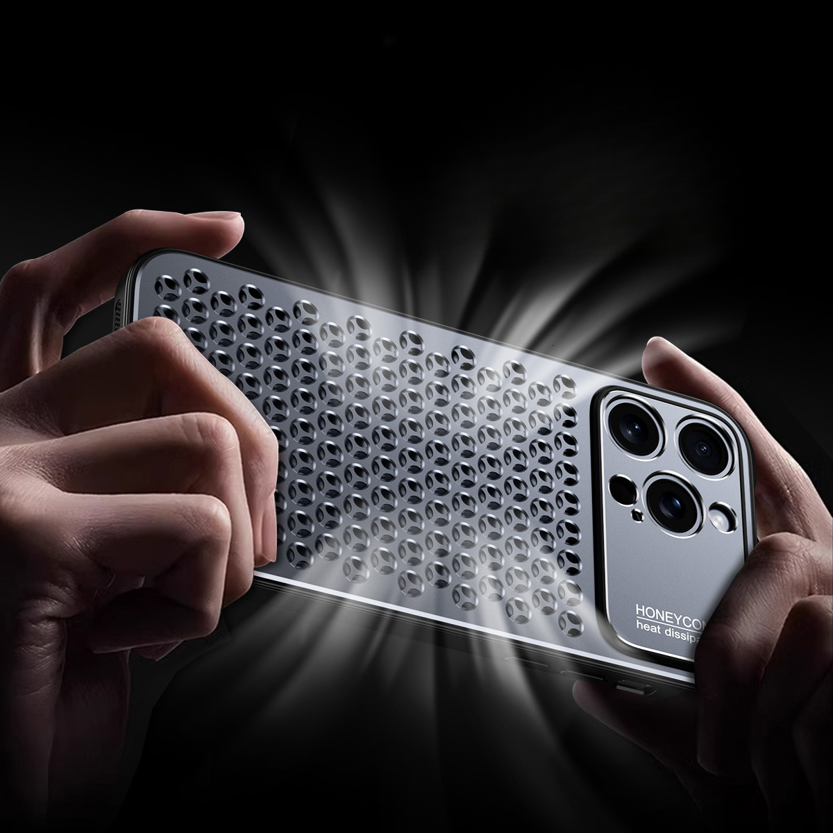 Suitable for iPhone 17 Pro Max Metal Honeycomb Heat Dissipation Phone Case Apple 16 Aluminum Alloy 15 Shockproof Protective Cover