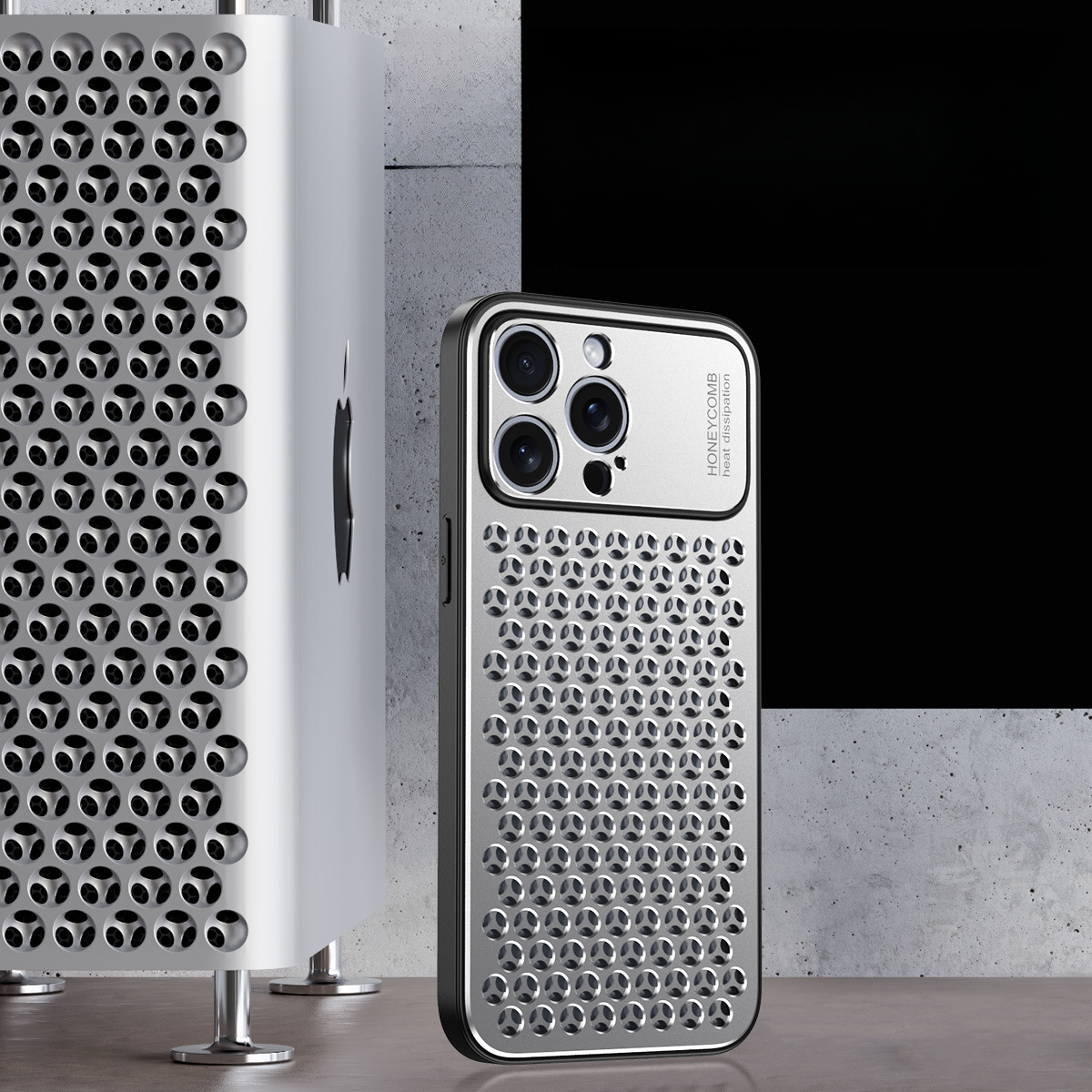 Suitable for iPhone 17 Pro Max Metal Honeycomb Heat Dissipation Phone Case Apple 16 Aluminum Alloy 15 Shockproof Protective Cover