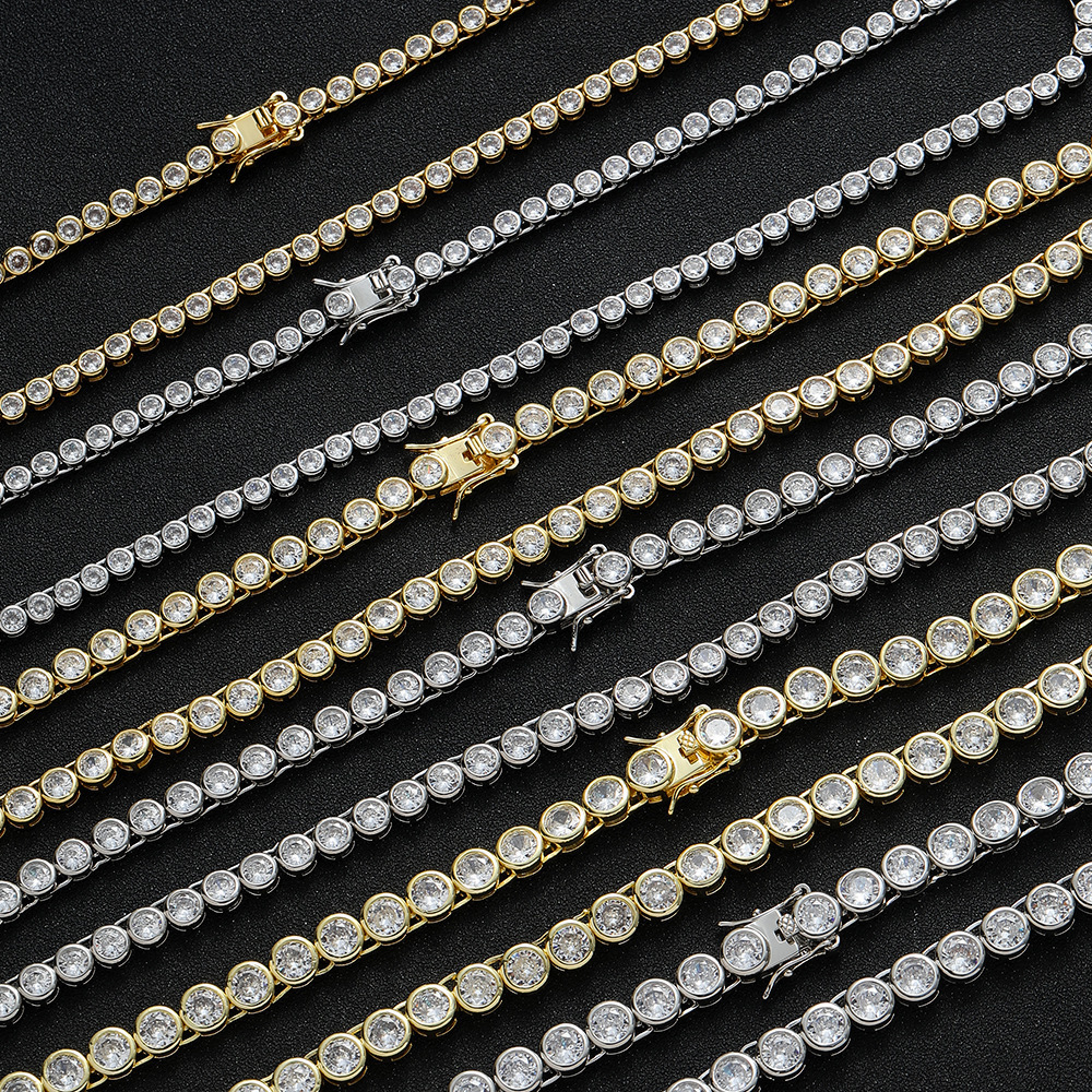 3mm 4mm 5mm Inlaid Tennis Chain Hip Hop Jewelry Collarbone Chain Layered Full Inlaid Tennis Bracelet 250930