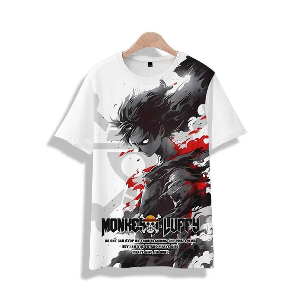 One Piece Short Sleeve Brand, Same as Ace Luffy's Clothing, Trendy Anime T-Shirt, Suitable for Male Students, New Style 2025, Breathable,