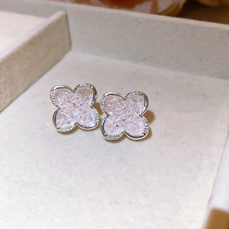 Silver Needle Clover Flower for Women 2026 New Popular Light Luxury High-End Earrings with Unique Design - view 8