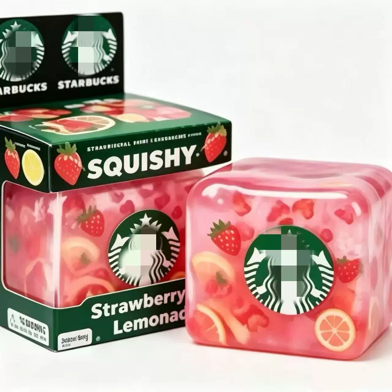 Star Bucks Strawberry Acai Lemonade Squishy Cube Sensory Fidget Toy Stress Relief Decompression Squeeze Toy for Kids Adults