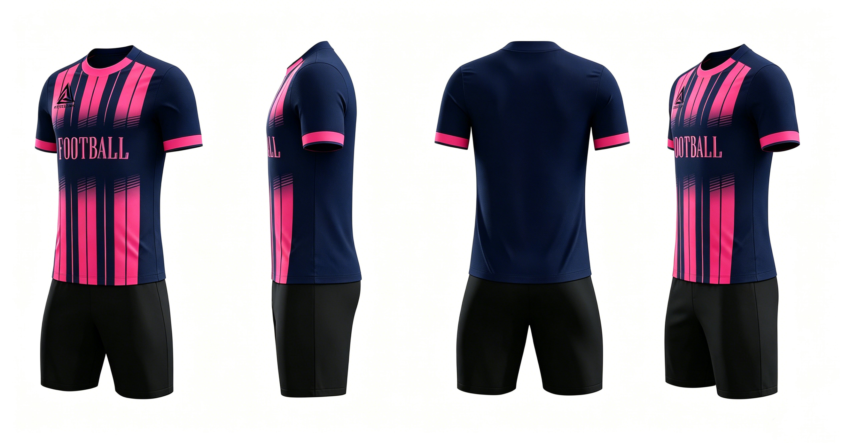 Custom Soccer Jersey Set Men Navy Pink Gradient Stripe Football Uniform with Shorts Personalized Name Number Breathable Quick Dry Kit - view 9