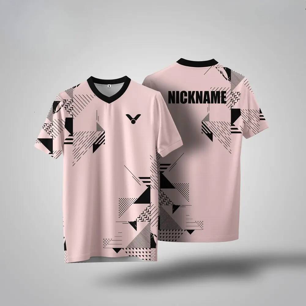 Victor, High Quality, Full-Width Sublimation Processing, Jersey, Free Custom Name, Round Neck, Short Sleeve T-Shirt, Suitable for Badminton Games,