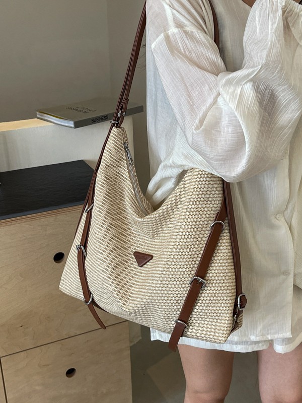 hot Free Shipping Elegant Ladies' Boho Style Straw Weave Shoulder Tote Bag for Women luxury